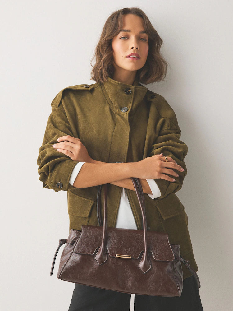 Chocolate Brown Elongated Shoulder Bag
