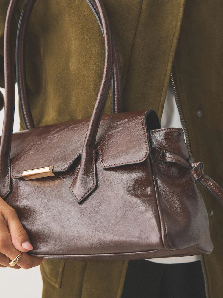 Chocolate Brown Elongated Shoulder Bag