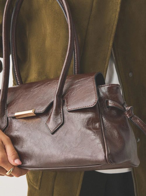 Chocolate Brown Elongated Shoulder Bag