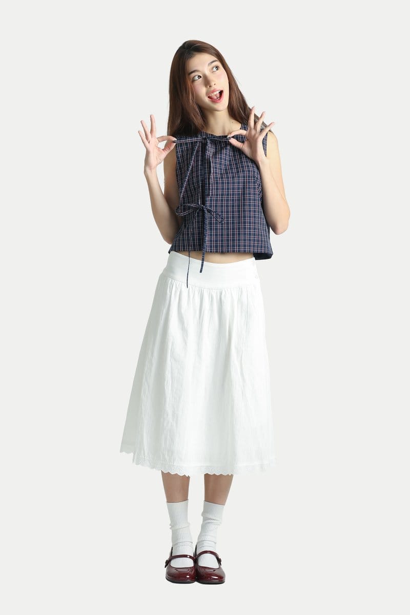 The Clara Plaid Tie-Front Sleeveless Crop Top
