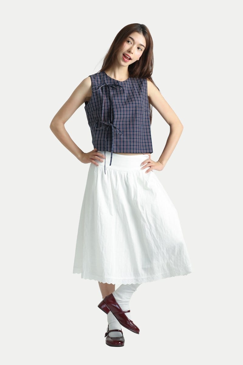 The Clara Plaid Tie-Front Sleeveless Crop Top