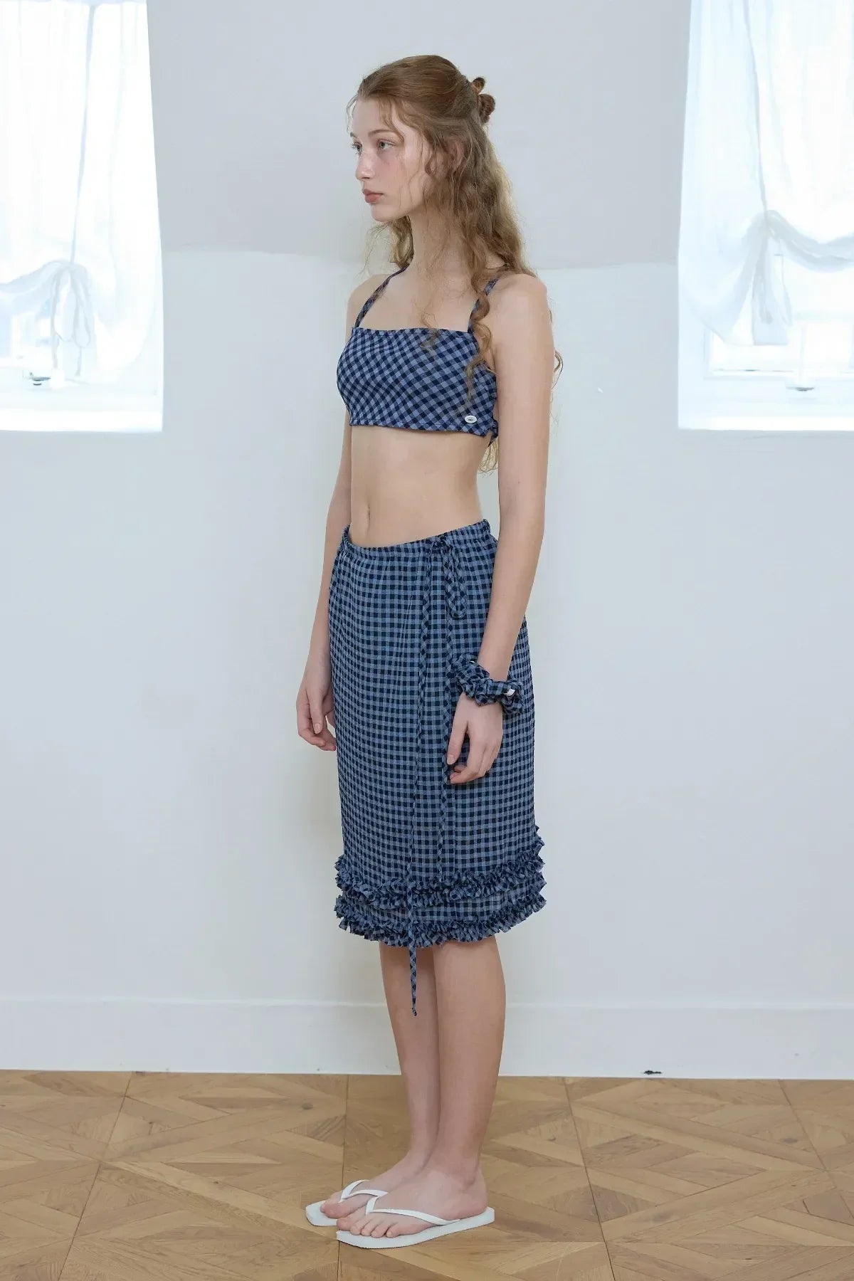 The Riviera Gingham Bandeau & Midi Skirt Co-ord Set