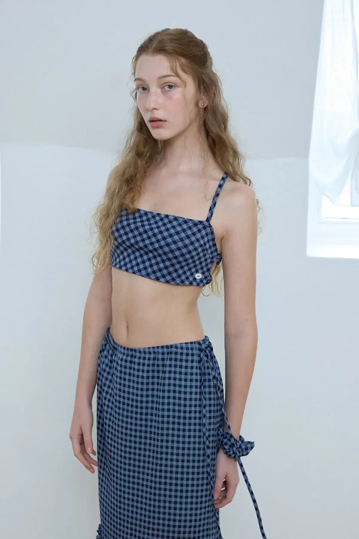 The Riviera Gingham Bandeau & Midi Skirt Co-ord Set