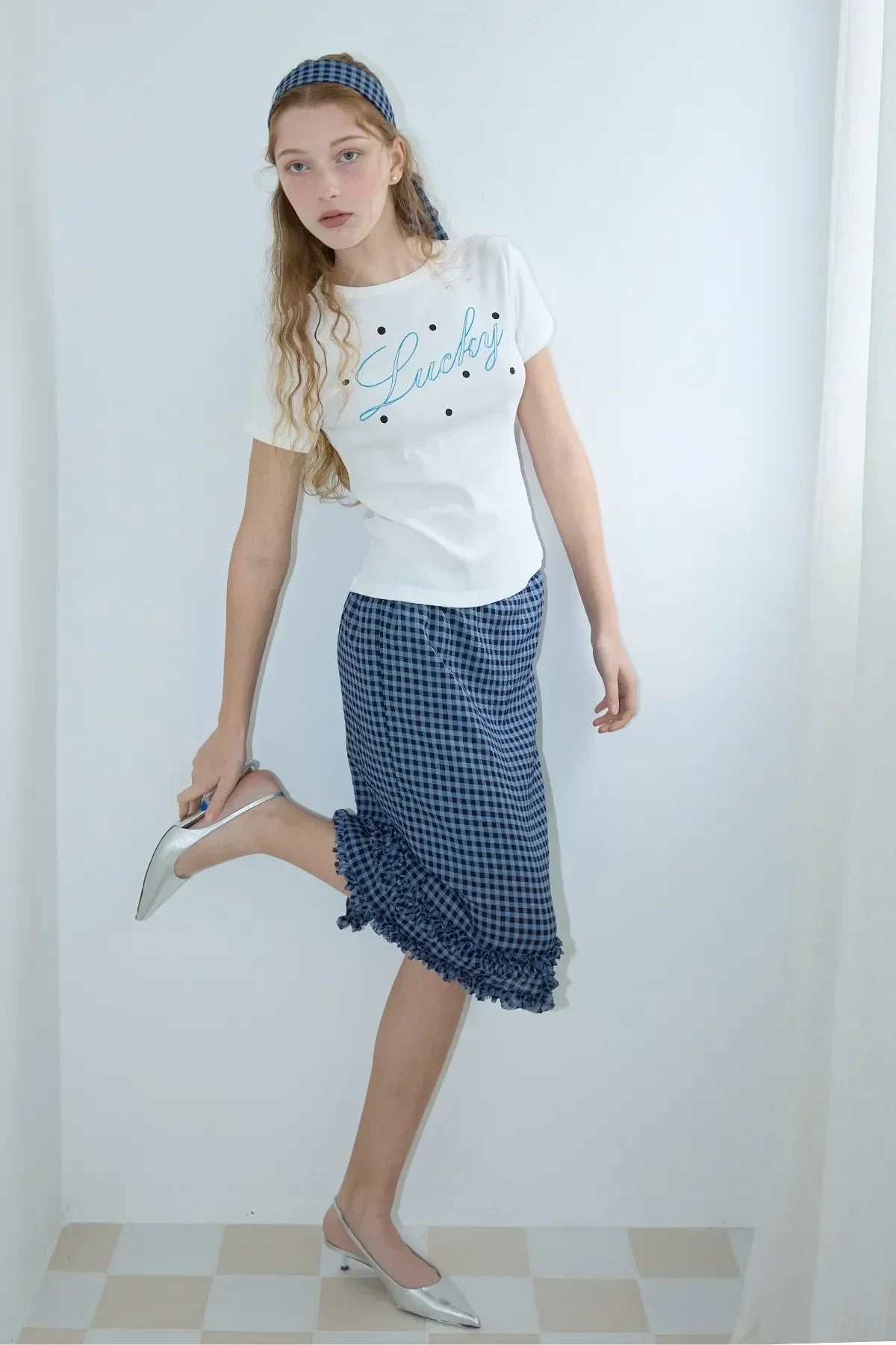 The "Off-Duty" Gingham Bandeau & Midi Skirt Set