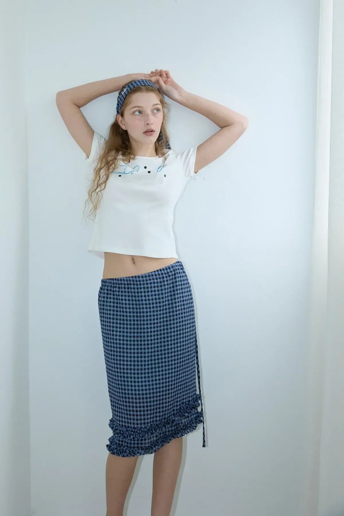 The "Off-Duty" Gingham Bandeau & Midi Skirt Set