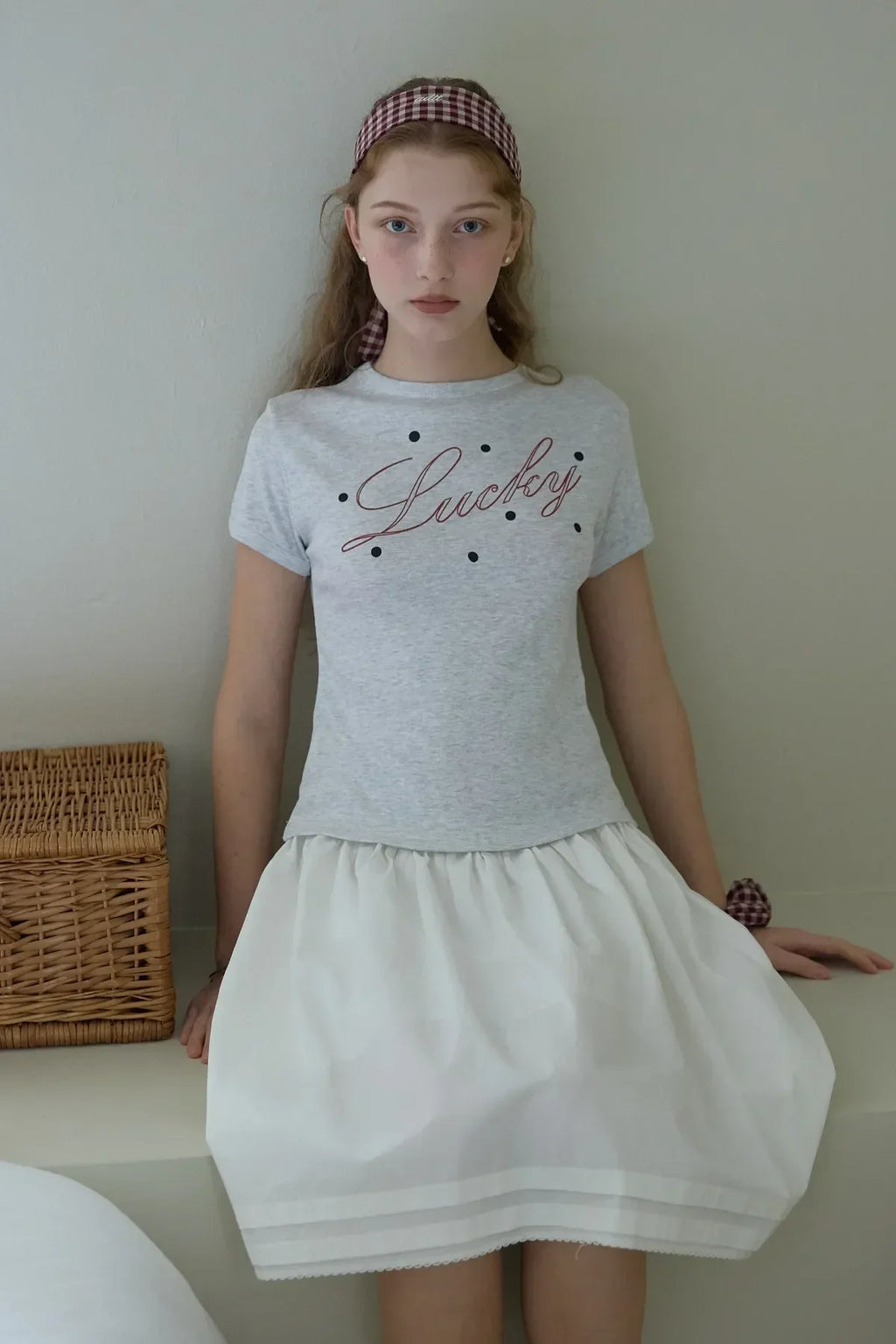 The "Off-Duty" Gingham Bandeau & Midi Skirt Set